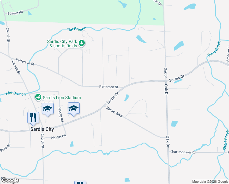 map of restaurants, bars, coffee shops, grocery stores, and more near 1829 Sardis Drive in Boaz