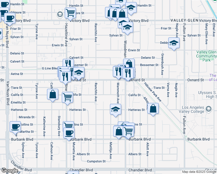 map of restaurants, bars, coffee shops, grocery stores, and more near in Los Angeles