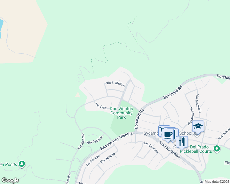 map of restaurants, bars, coffee shops, grocery stores, and more near 5137 Via San Lucas in Thousand Oaks