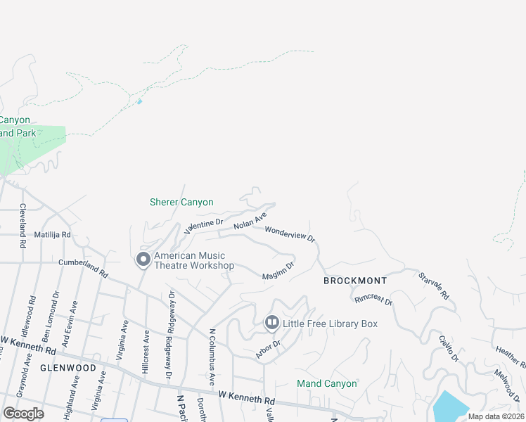 map of restaurants, bars, coffee shops, grocery stores, and more near 400 Nesmuth Road in Glendale