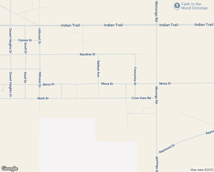 map of restaurants, bars, coffee shops, grocery stores, and more near 71759 Mesa Drive in Twentynine Palms