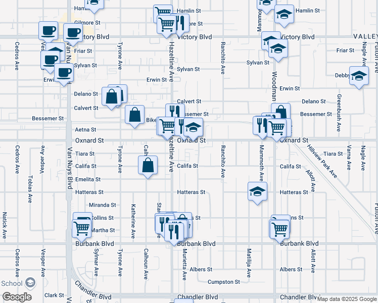 map of restaurants, bars, coffee shops, grocery stores, and more near in Los Angeles