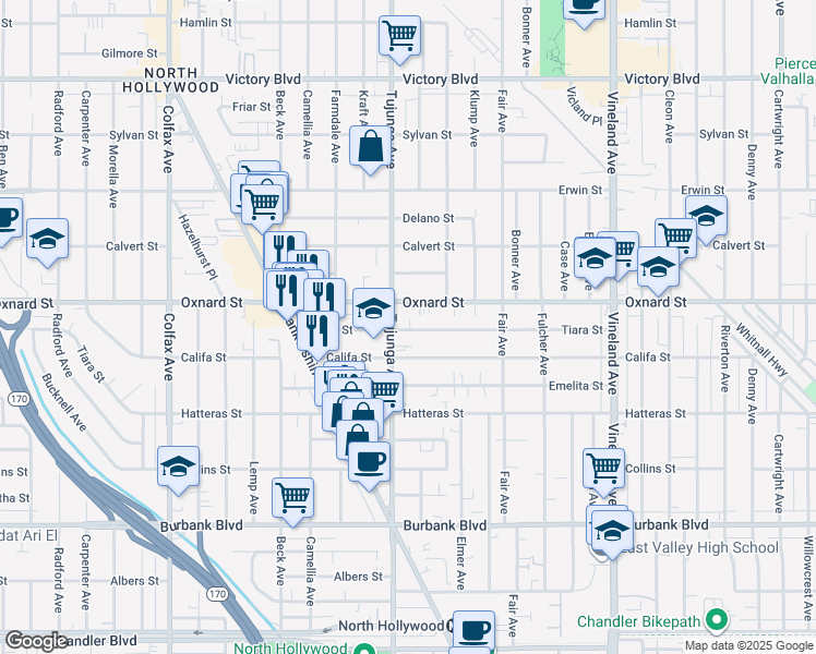 map of restaurants, bars, coffee shops, grocery stores, and more near in Los Angeles