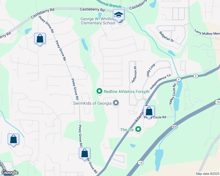 map of restaurants, bars, coffee shops, grocery stores, and more near 4750 Sabino Bend in Cumming