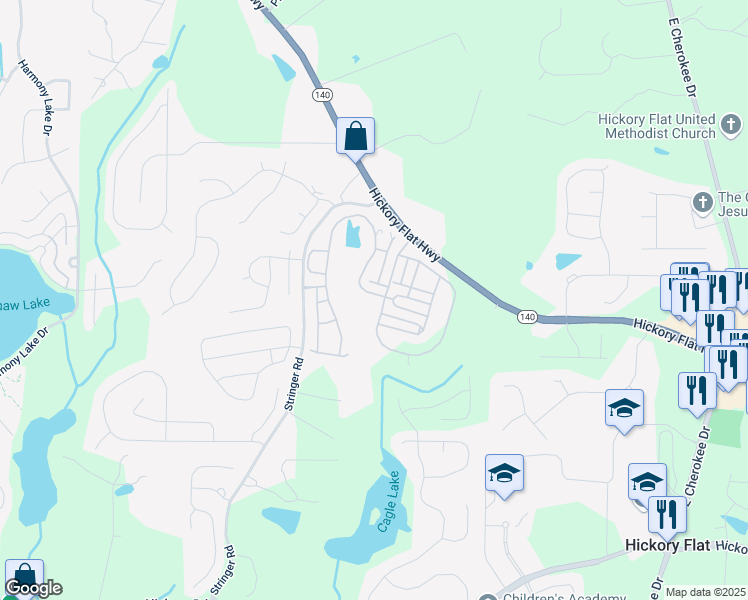 map of restaurants, bars, coffee shops, grocery stores, and more near 303 McDaniel Place in Canton