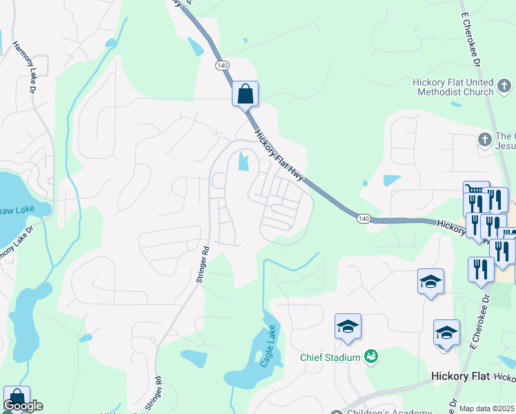 map of restaurants, bars, coffee shops, grocery stores, and more near 303 McDaniel Place in Canton