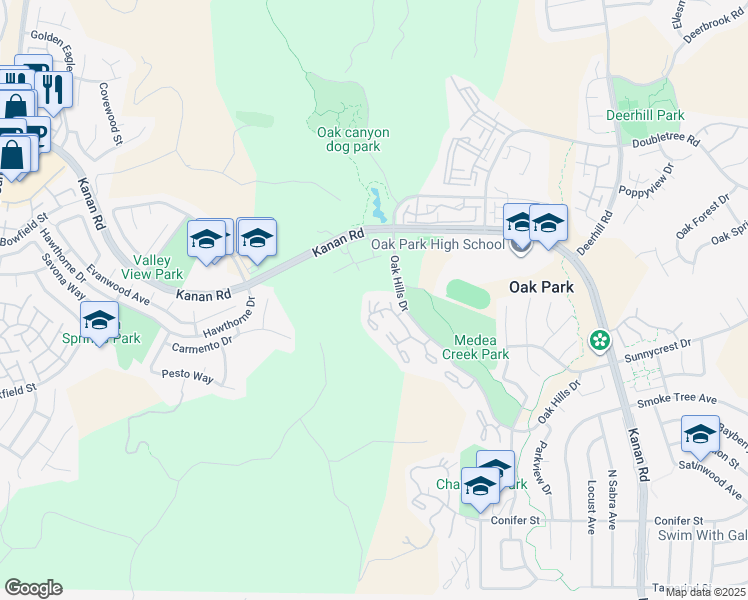map of restaurants, bars, coffee shops, grocery stores, and more near 676 Cervantes Court in Oak Park
