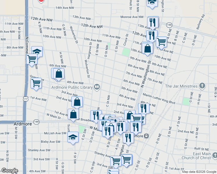 map of restaurants, bars, coffee shops, grocery stores, and more near 310 5th Avenue Northwest in Ardmore