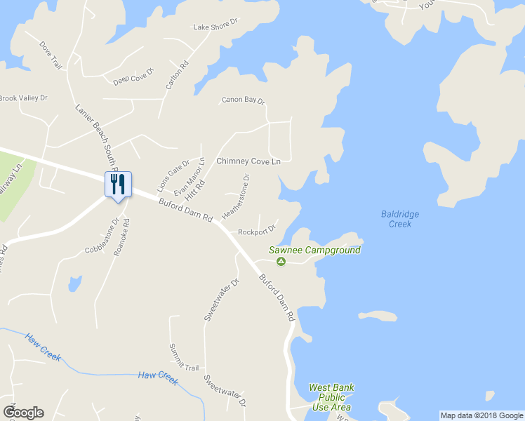 map of restaurants, bars, coffee shops, grocery stores, and more near 3206 Rockport Court in Cumming