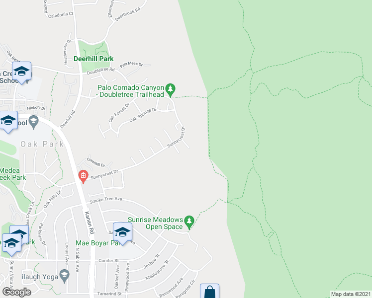 map of restaurants, bars, coffee shops, grocery stores, and more near 473 Summit Knoll Court in Oak Park