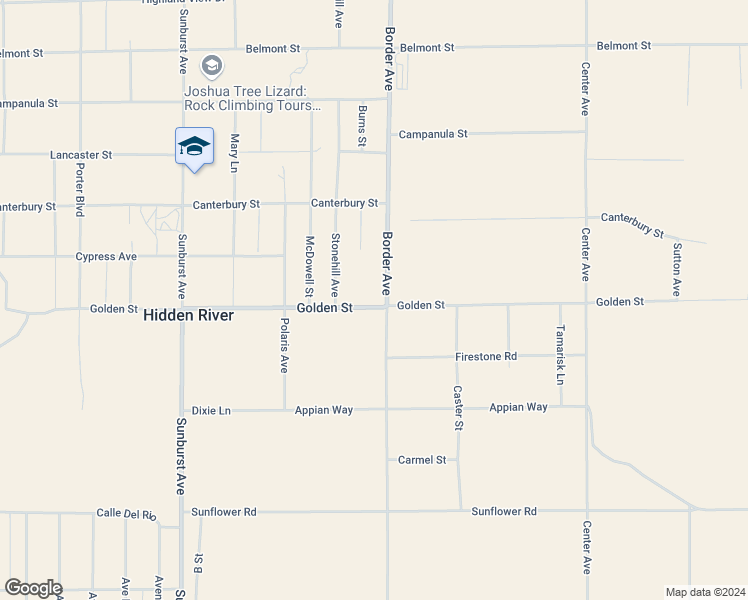 map of restaurants, bars, coffee shops, grocery stores, and more near 62474 Golden Street in Joshua Tree