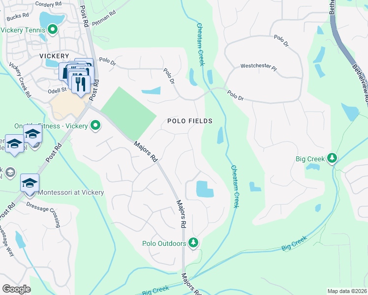 map of restaurants, bars, coffee shops, grocery stores, and more near 6320 Stallion Drive in Cumming