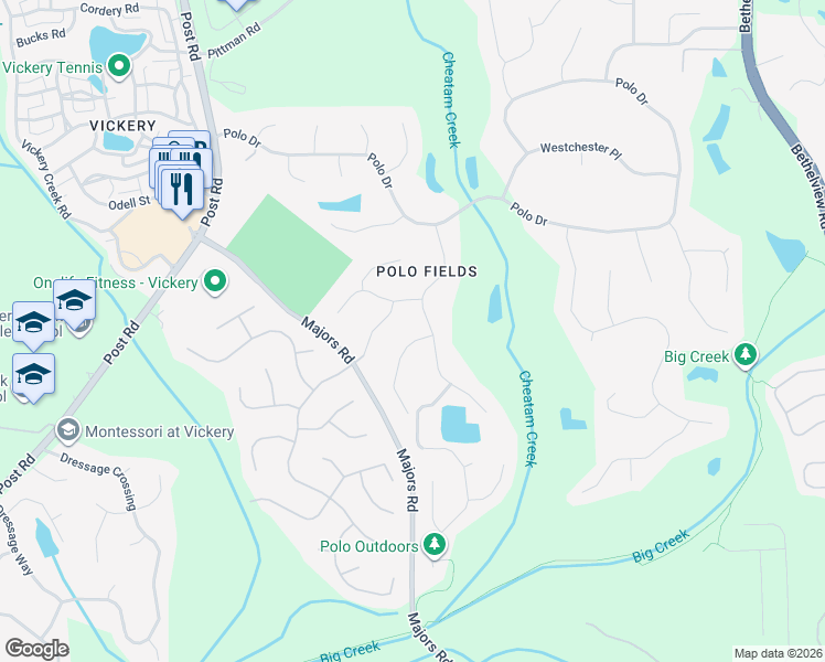 map of restaurants, bars, coffee shops, grocery stores, and more near 6320 Stallion Drive in Cumming