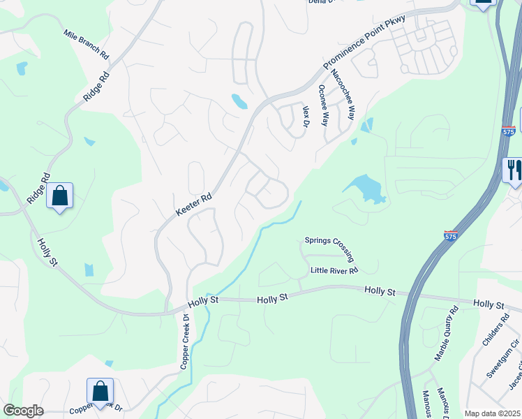 map of restaurants, bars, coffee shops, grocery stores, and more near 173 Holly Mill Village Drive in Canton