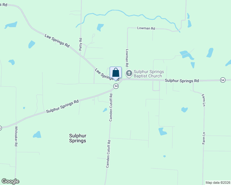 map of restaurants, bars, coffee shops, grocery stores, and more near 9238 Sulphur Springs Road in Pine Bluff