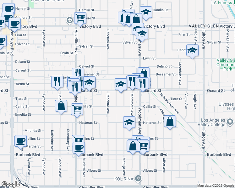 map of restaurants, bars, coffee shops, grocery stores, and more near in Los Angeles
