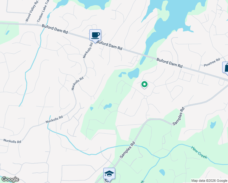 map of restaurants, bars, coffee shops, grocery stores, and more near 3750 Fairway Drive in Cumming