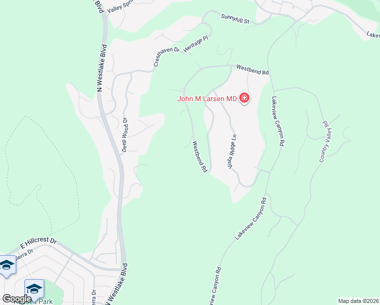 map of restaurants, bars, coffee shops, grocery stores, and more near 969 Westbend Road in Westlake Village