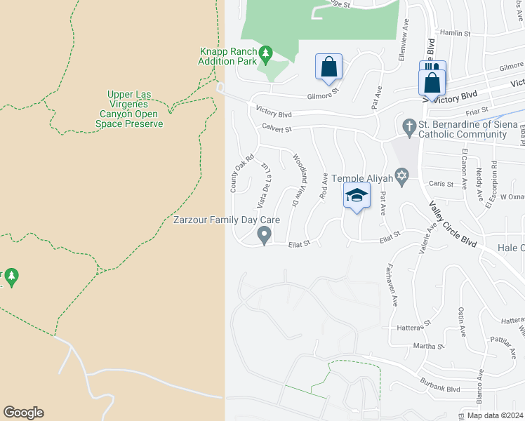 map of restaurants, bars, coffee shops, grocery stores, and more near 5928 Vista De La Luz in Los Angeles