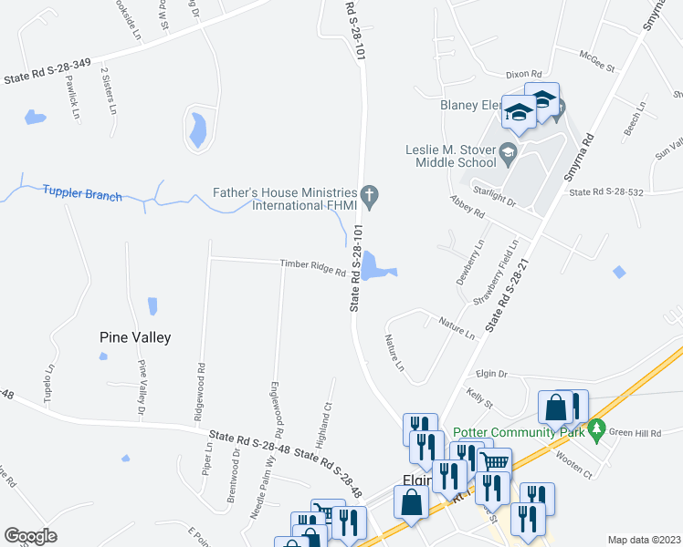 map of restaurants, bars, coffee shops, grocery stores, and more near 2502 Timber Ridge Rd in Elgin