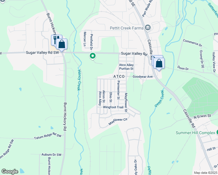 map of restaurants, bars, coffee shops, grocery stores, and more near 25 Ohio Street in Cartersville