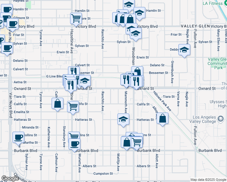 map of restaurants, bars, coffee shops, grocery stores, and more near in Los Angeles