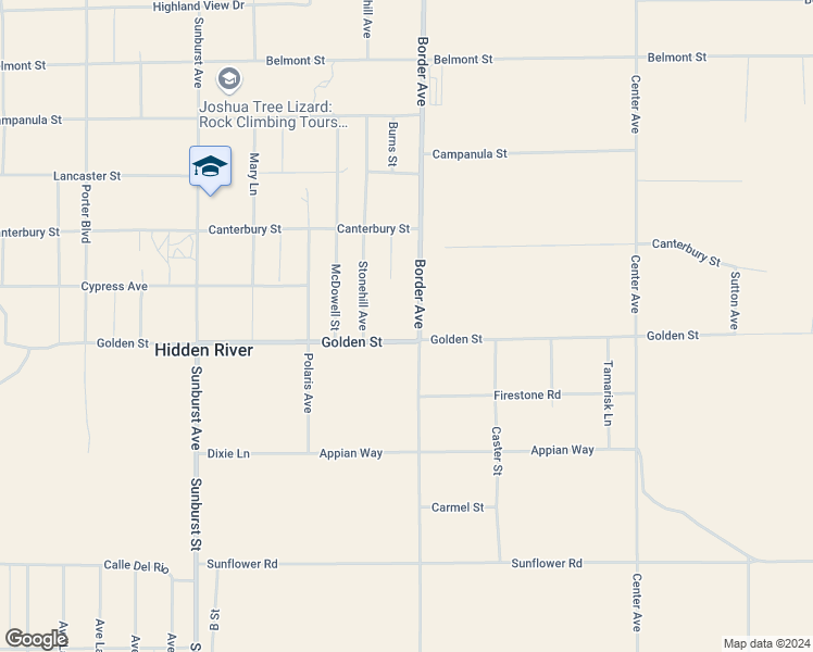 map of restaurants, bars, coffee shops, grocery stores, and more near 62474 Golden Street in Joshua Tree