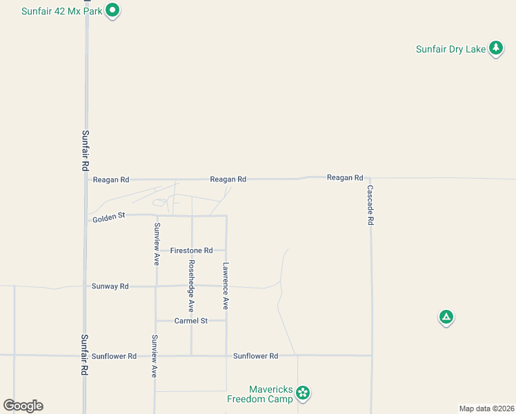 map of restaurants, bars, coffee shops, grocery stores, and more near Lawrence Avenue in Joshua Tree