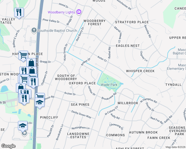 map of restaurants, bars, coffee shops, grocery stores, and more near 3605 Melinda Drive in Wilmington