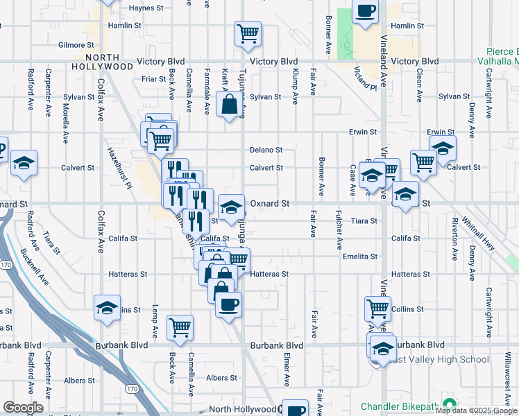 map of restaurants, bars, coffee shops, grocery stores, and more near in Los Angeles