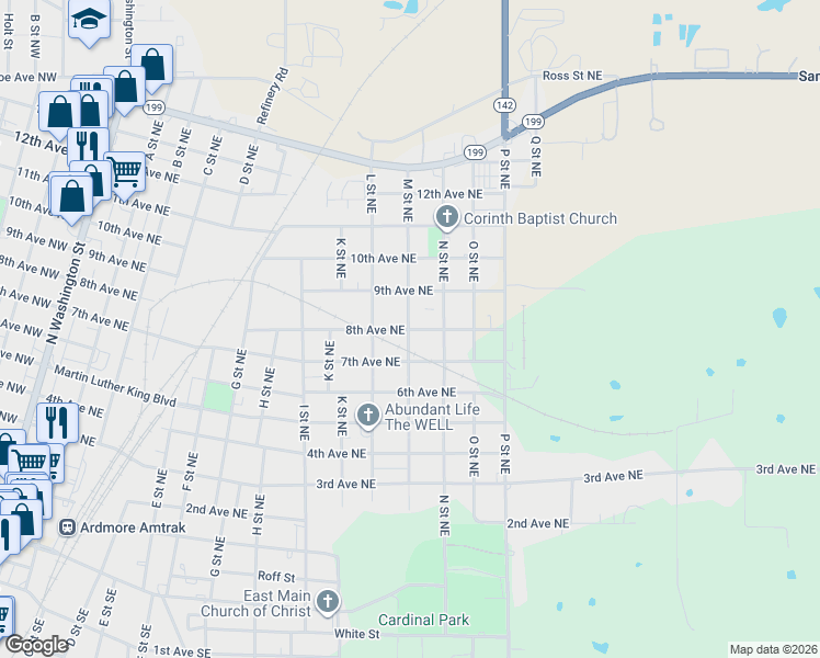 map of restaurants, bars, coffee shops, grocery stores, and more near 800 M Street Northeast in Ardmore