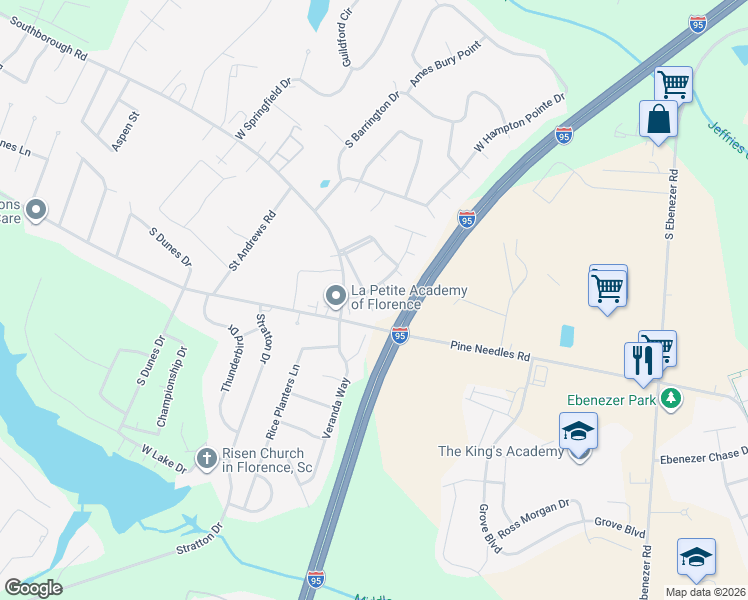 map of restaurants, bars, coffee shops, grocery stores, and more near 3540 Utah Court in Florence