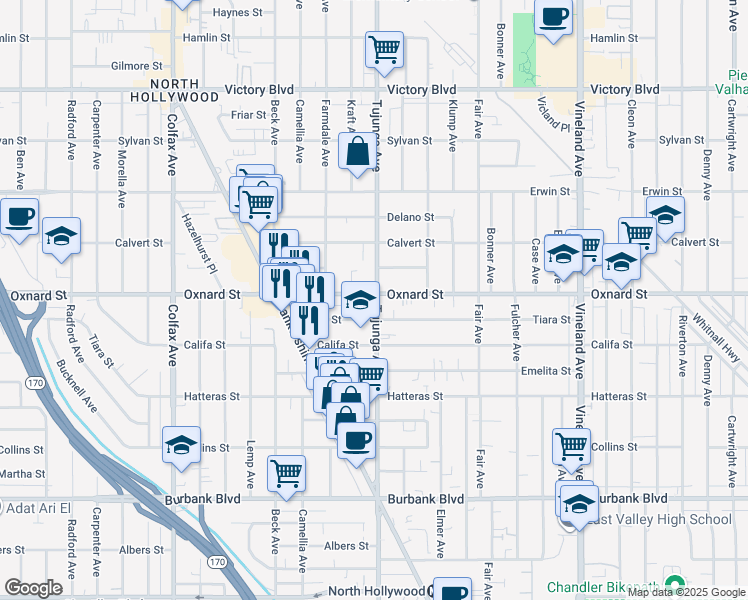 map of restaurants, bars, coffee shops, grocery stores, and more near in Los Angeles