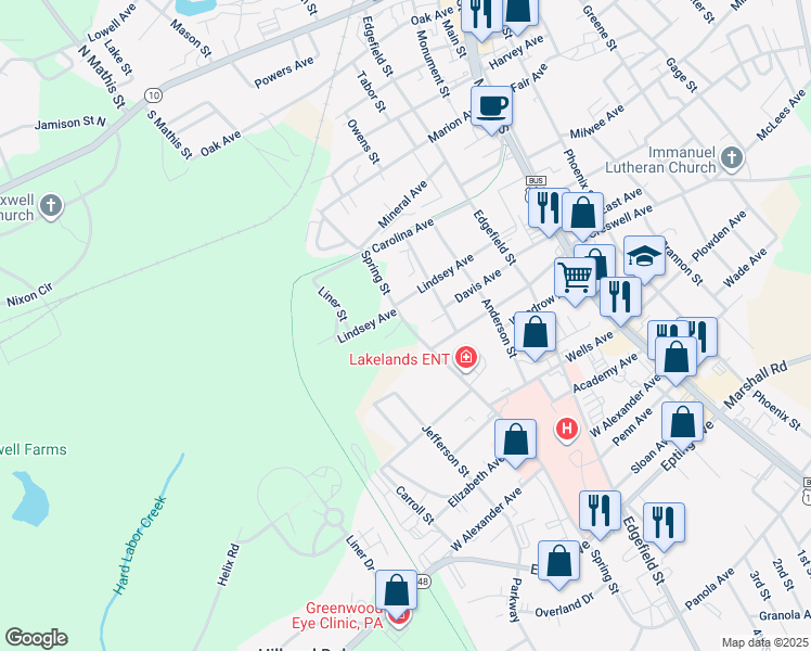 map of restaurants, bars, coffee shops, grocery stores, and more near in Greenwood