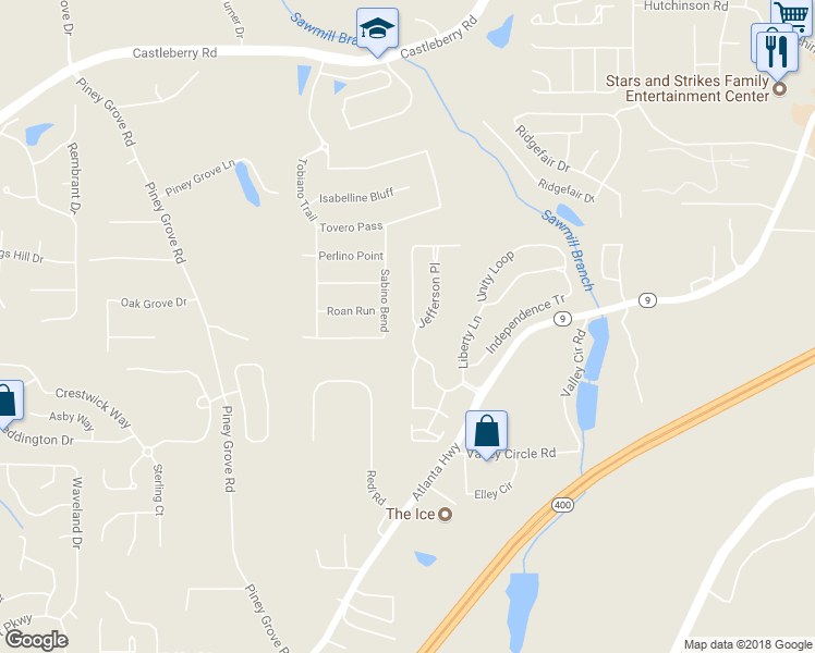 map of restaurants, bars, coffee shops, grocery stores, and more near 810 Freedom Way in Cumming