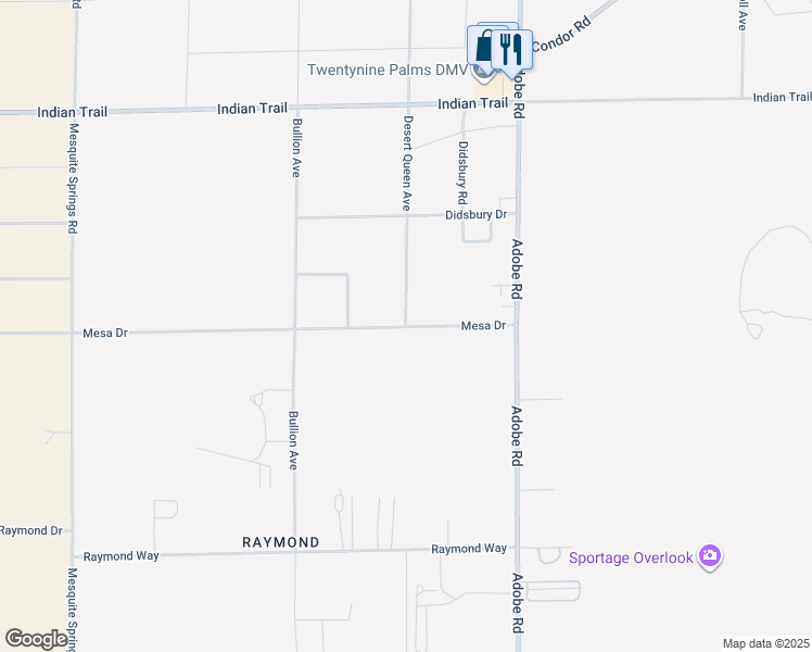 map of restaurants, bars, coffee shops, grocery stores, and more near 6678 Desert Queen Avenue in Twentynine Palms