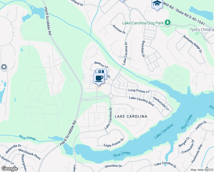 map of restaurants, bars, coffee shops, grocery stores, and more near 332 Long Pointe Lane in Columbia