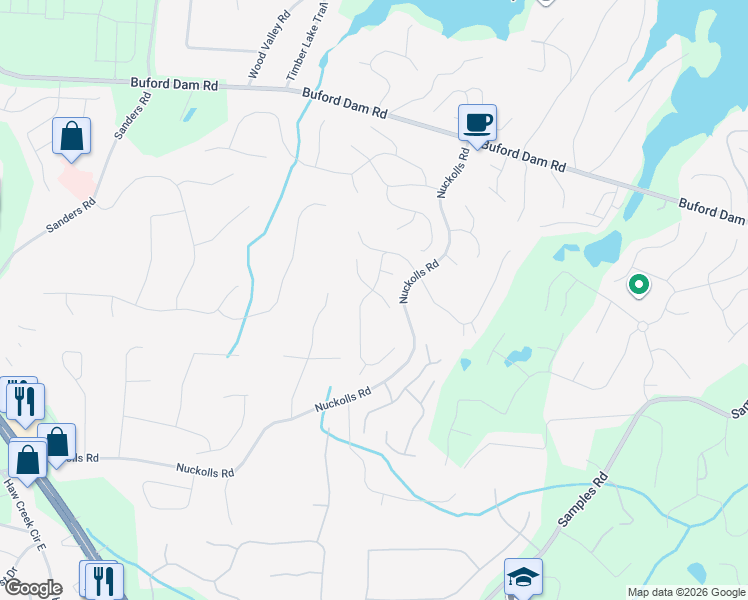 map of restaurants, bars, coffee shops, grocery stores, and more near 4201 Oak Walk South in Cumming