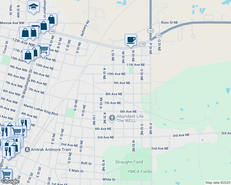 map of restaurants, bars, coffee shops, grocery stores, and more near 800 1/2 L Street Northeast in Ardmore