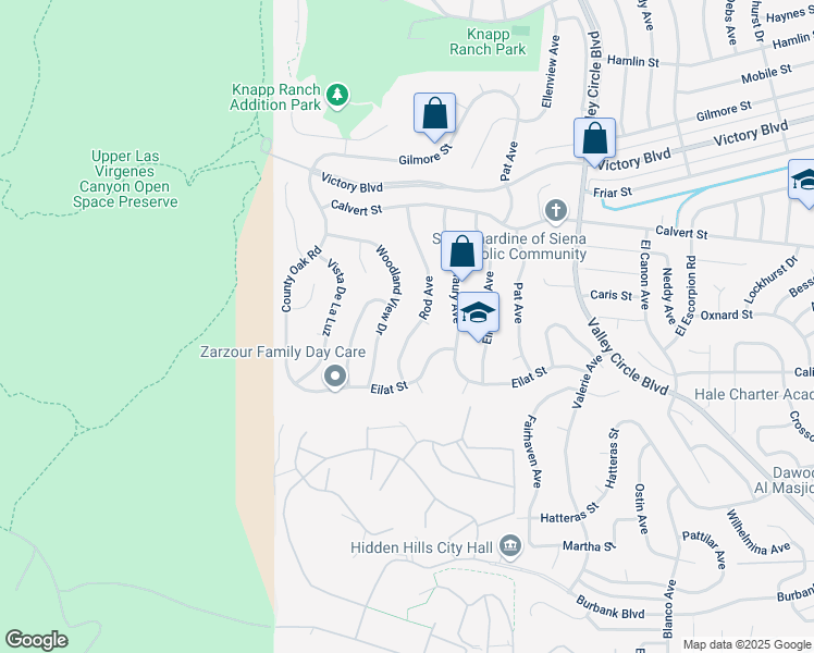 map of restaurants, bars, coffee shops, grocery stores, and more near 5961 Rod Avenue in Los Angeles