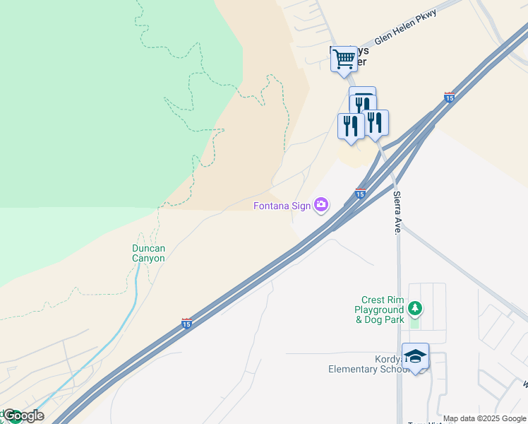 map of restaurants, bars, coffee shops, grocery stores, and more near 4055 Lytle Creek Road in Lytle Creek