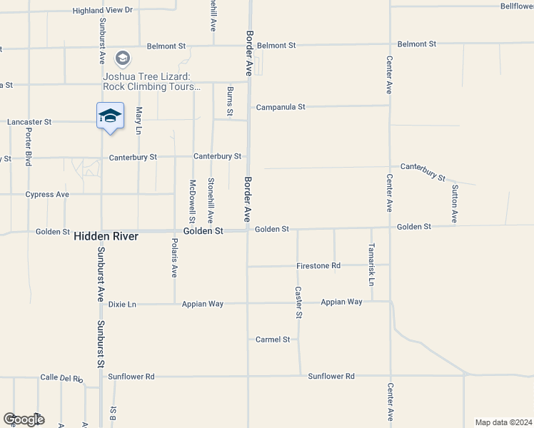 map of restaurants, bars, coffee shops, grocery stores, and more near 62556 Golden Street in Joshua Tree