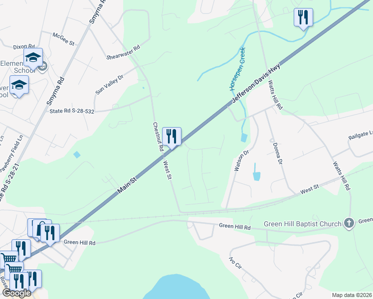 map of restaurants, bars, coffee shops, grocery stores, and more near 1114 West Street in Elgin
