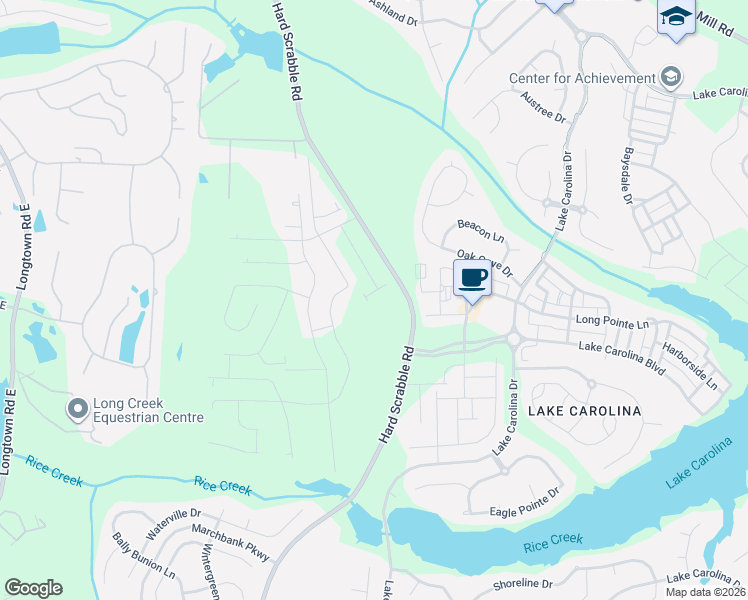 map of restaurants, bars, coffee shops, grocery stores, and more near 5300-5336 Hard Scrabble Road in Blythewood