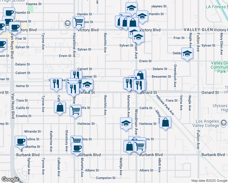map of restaurants, bars, coffee shops, grocery stores, and more near in Los Angeles