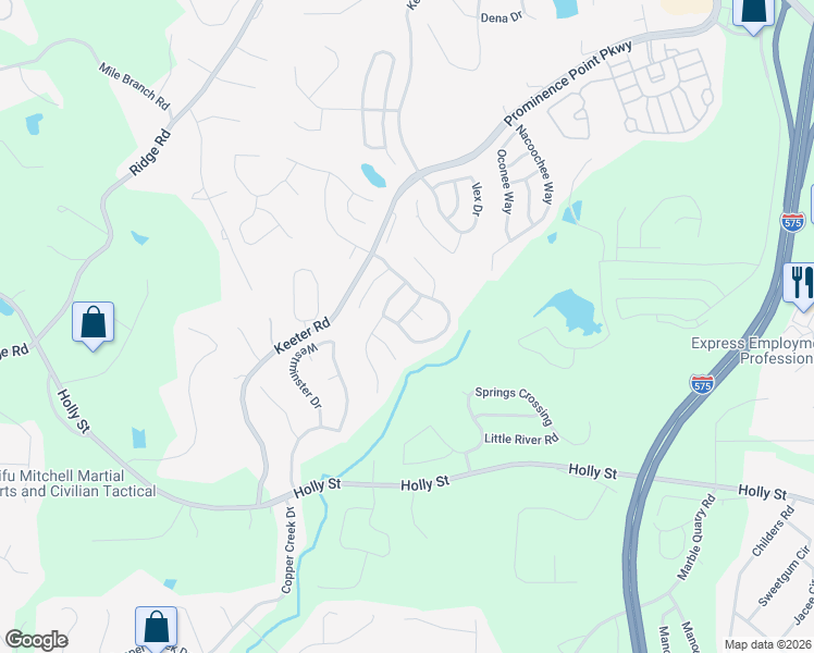 map of restaurants, bars, coffee shops, grocery stores, and more near 173 Holly Mill Village Drive in Canton
