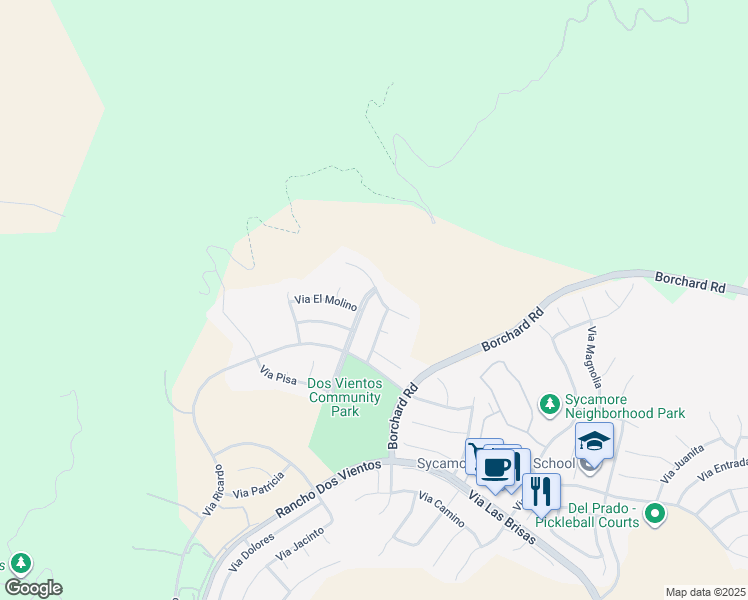 map of restaurants, bars, coffee shops, grocery stores, and more near 60 Via el Toro in Thousand Oaks
