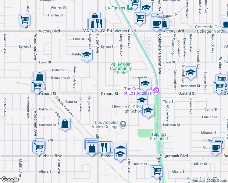 map of restaurants, bars, coffee shops, grocery stores, and more near 2 Atoll Avenue in Los Angeles