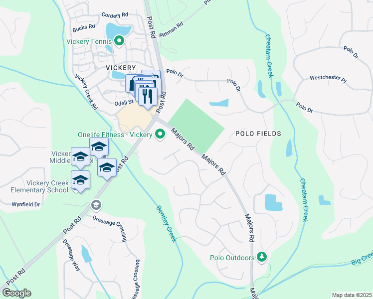 map of restaurants, bars, coffee shops, grocery stores, and more near 6730 Waterbury Way in Cumming