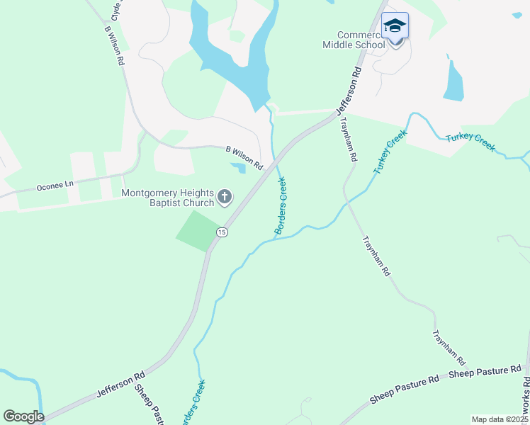 map of restaurants, bars, coffee shops, grocery stores, and more near 6924 Jefferson Road in Commerce